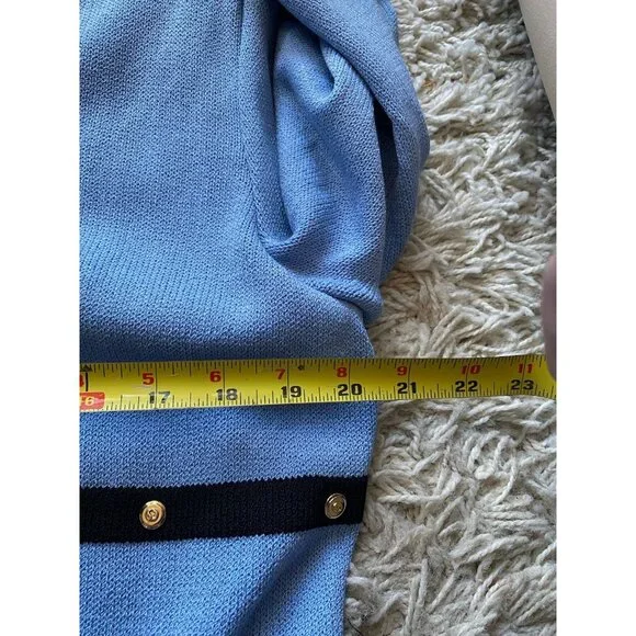 St. John Marie Gray Sweater Santana Knit 14 Blue Layering Wool Blend Duster